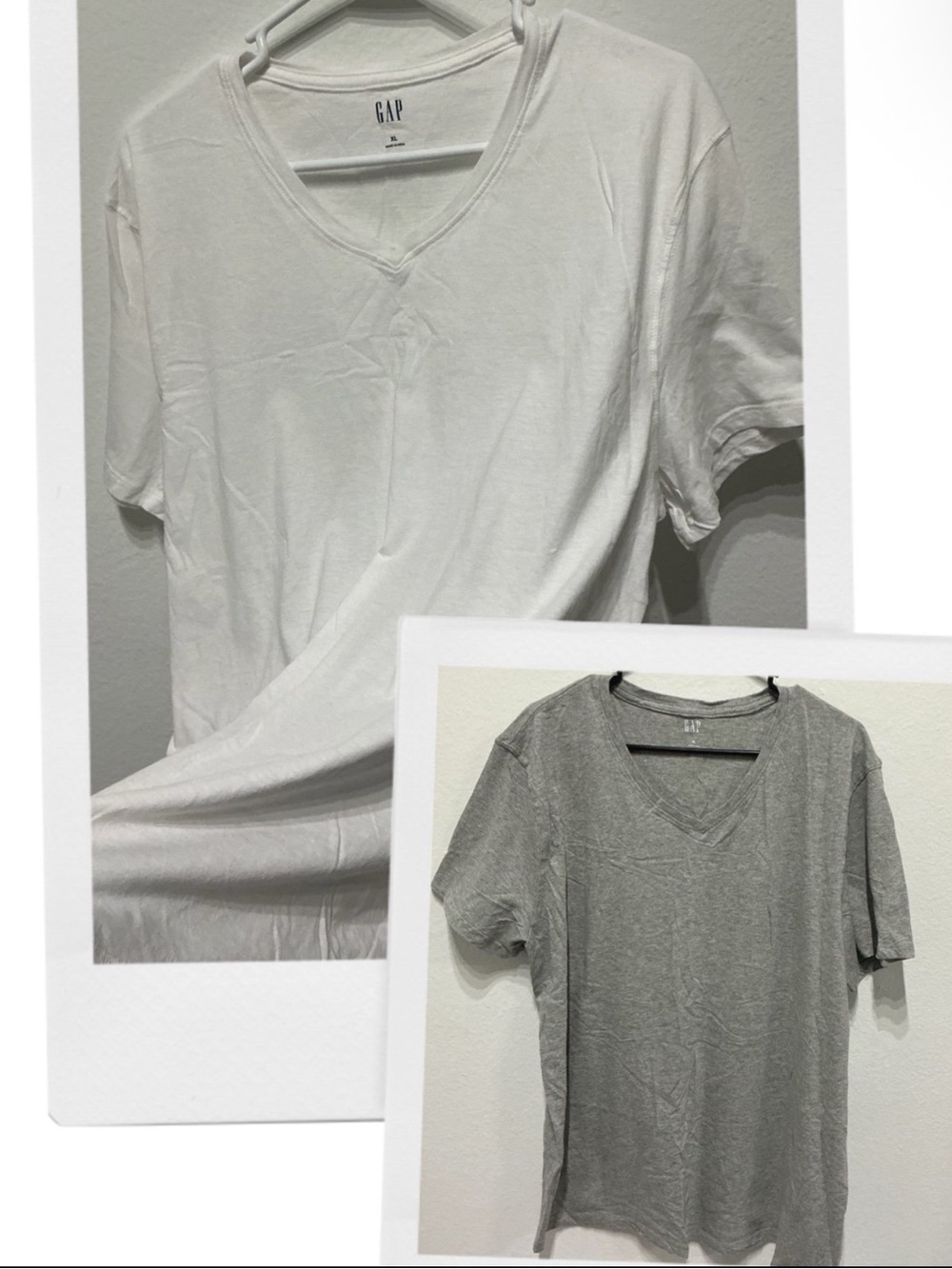 MENS GAP 100% COTTON GREY & WHITE V-NECK SHORT SLEEVE TEES BUNDLE